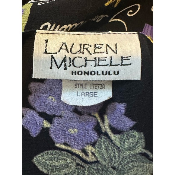 Lauren Michelle Hawaii Dress Floral Rayon Print Spring Garden Botanical sz.L - Picture 13 of 13